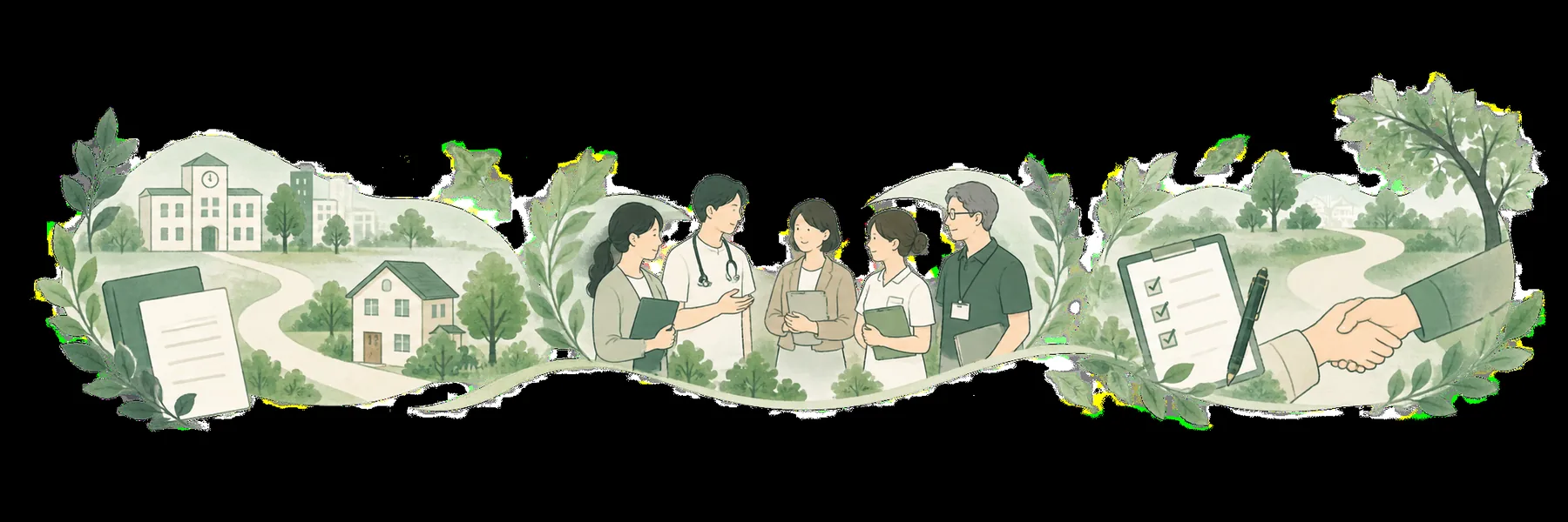 多職種がつながって支えるイメージ